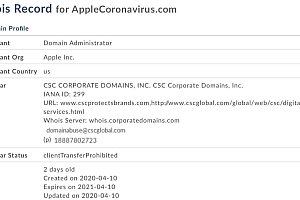 苹果登记新域名可能用作疫情追踪相关网站