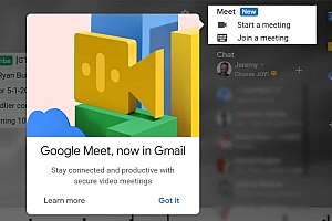Google Meet集成到Gmail侧边栏