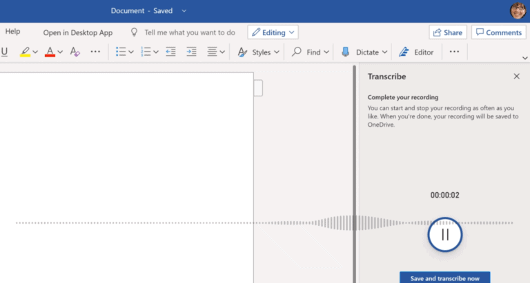 Microsoft最近在在线版本的Word中添加了录音转换文字功能